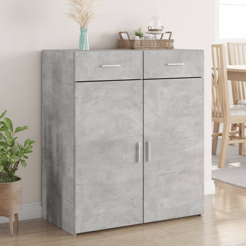 Image of Cement Gray Sideboard 80x42.5x93 Cm In Multilayer Wood