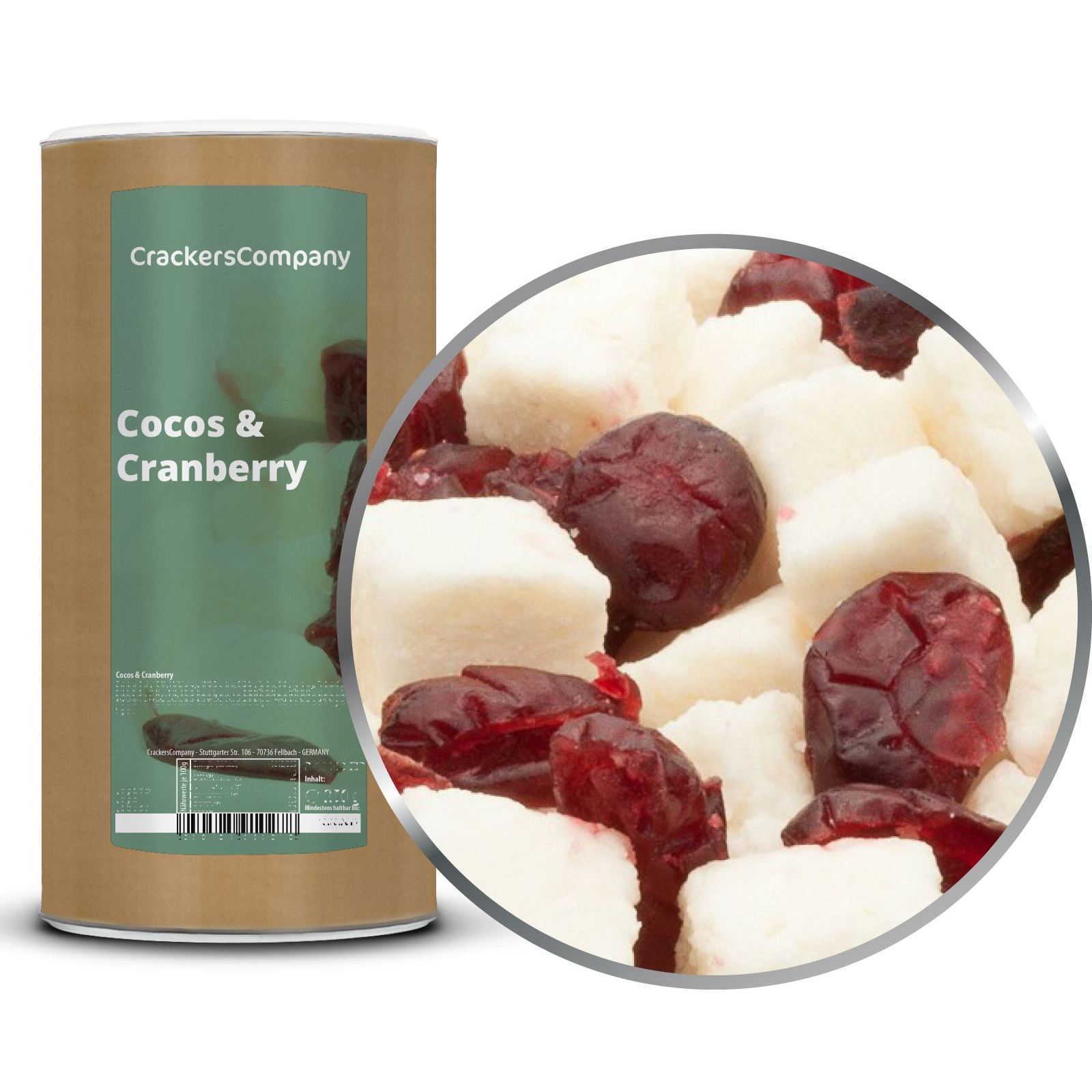 Image of Coco-cranberry-mixture – Candied Coconut Cubes & Cranberries – By Crackerscompany