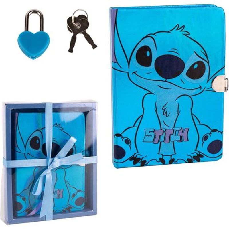 TEMU Diario Con Stitch Blue para Niños - Diario de Stitch con y Stitch en , Candado para Cerrarlo con Mayor Seguridad y con de Regalo