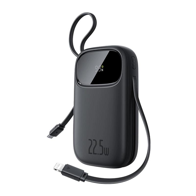 TEMU Powerbank Baseus FC31 20000mAh 22.5W, Pantalla Digital, 2 Cables USB-C + Lightning , Negro, Carga Rápida y Capacidad