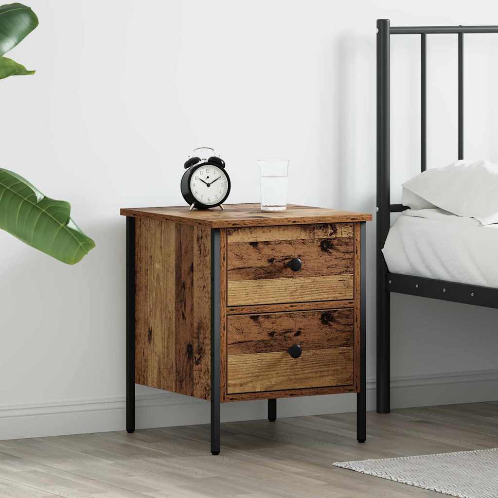 Vidaxl Nightstand 40 X 42 X 50 Cm, Plywood And Metal, Bedroom, Modern Furniture, Rectangular Nightstand, Multifunctional Table, Space- For Lamp, Stylish
