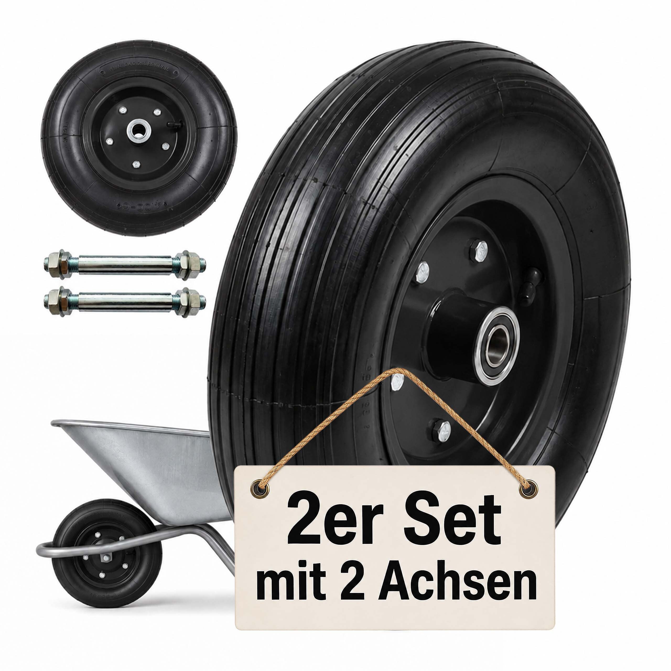 Image of 2 X Hand Truck Wheels In Black - 4.00-6