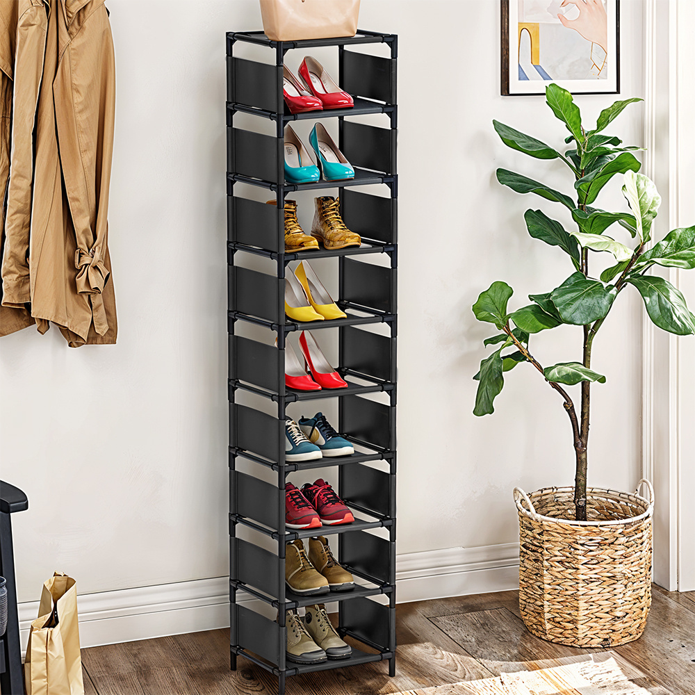 TEMU 10 Tiers Metal Shoe Rack, Vertical Narrow Shoe Rack, Sturdy Slim Shoe Shelf, Large Capacity Shoe Racks Storage Holds 10 Pairs Shoes For Closets,
