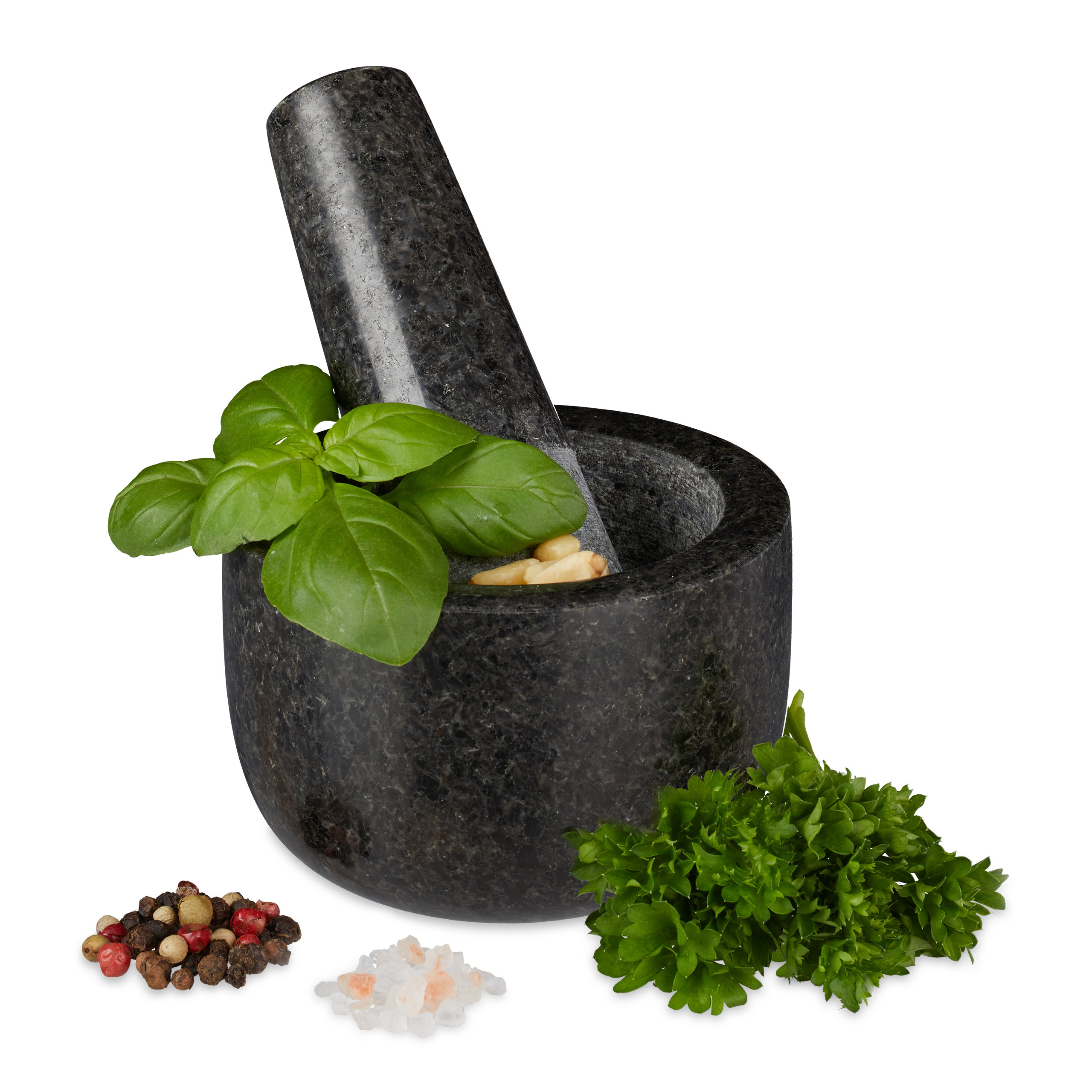 Mortar With Pestle In Grey - Ø 8.5 Cm