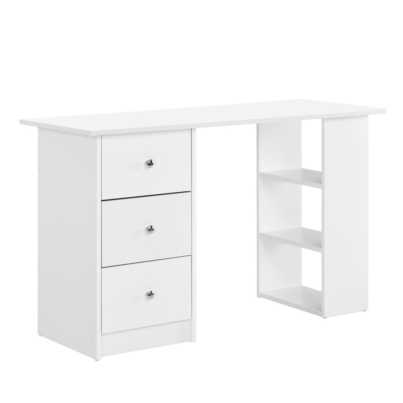 E-shop Schreibtisch 120x49x72cm mit 3 Ablageflächen und Schubladen Bürotisch Computertisch PC Tisch Weiß