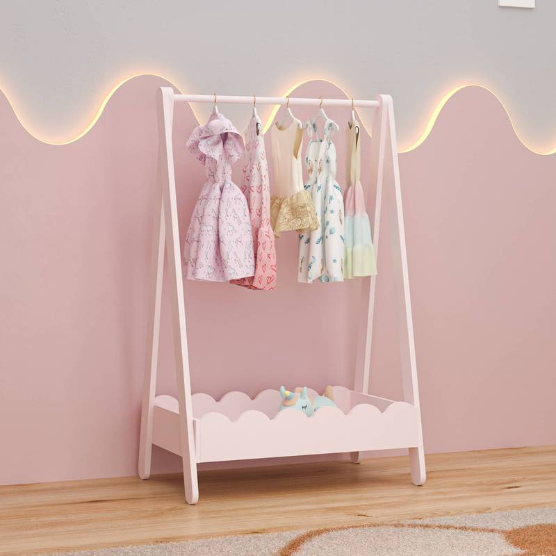 Kindergarten Wardrobe Vestnes With Clothes Rail And Storage Compartment 99 X 38 Cm Wavy Designcandy