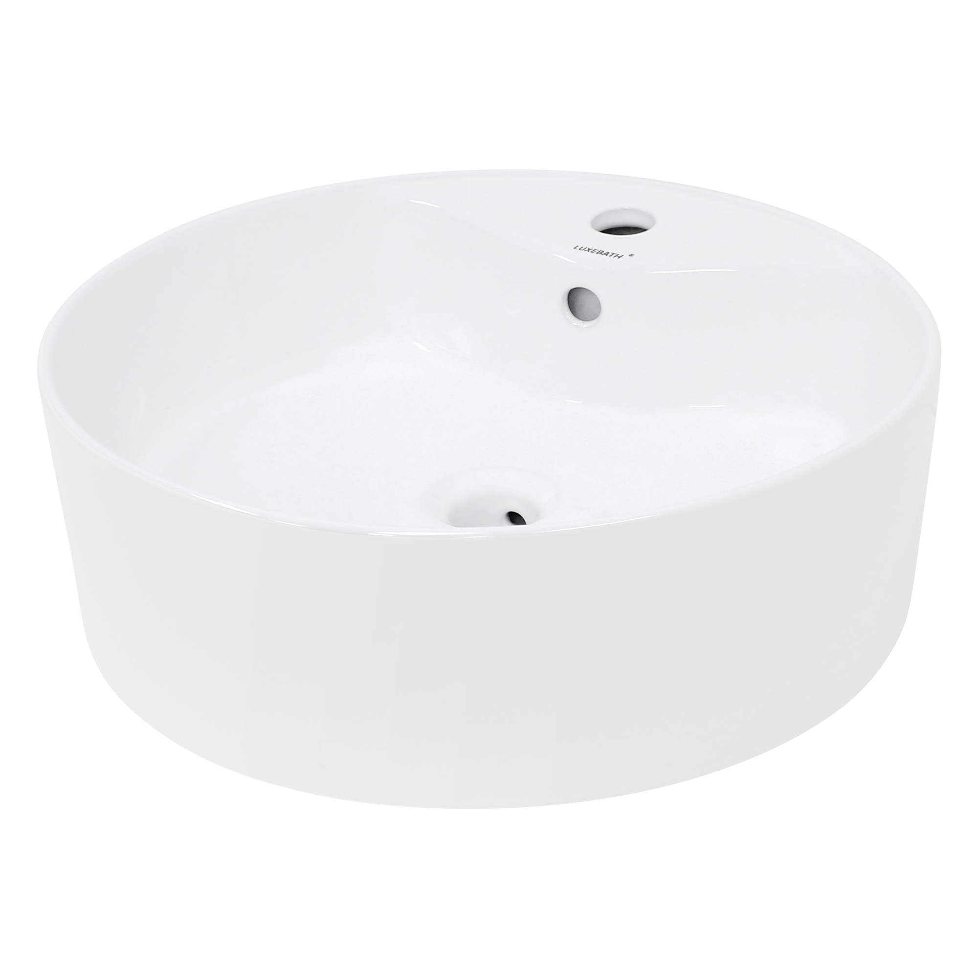   waschbecken keramik, rund ø 460 x 155 mm, aufsatzbecken mit hahnloch und überlauf, aufsatzwaschbecken für badezimmer/gäste-wc, design waschtisch waschschale waschplatz handwaschbecken
