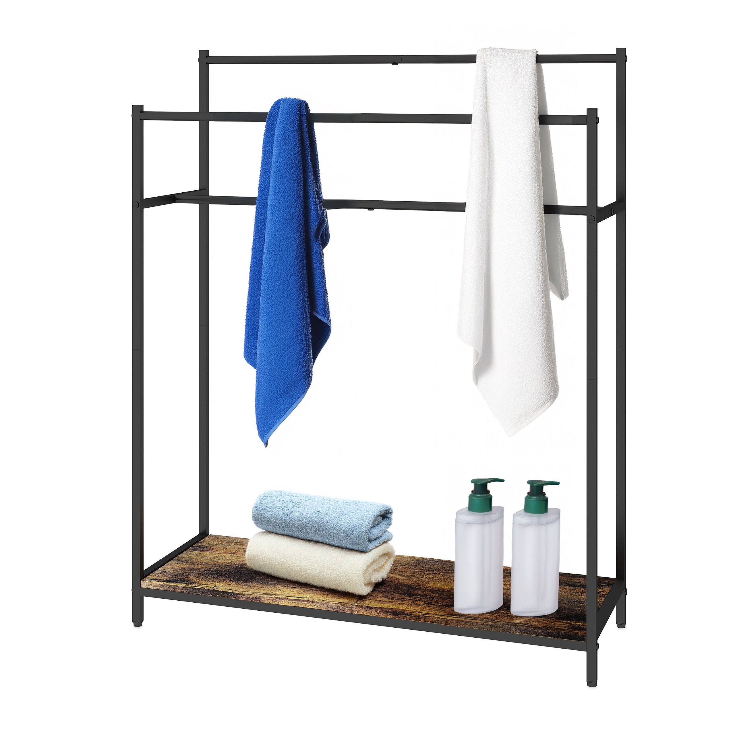 Towel Stand In Dark Brown/black - (w)82 X (h)100 X (d)29 Cm