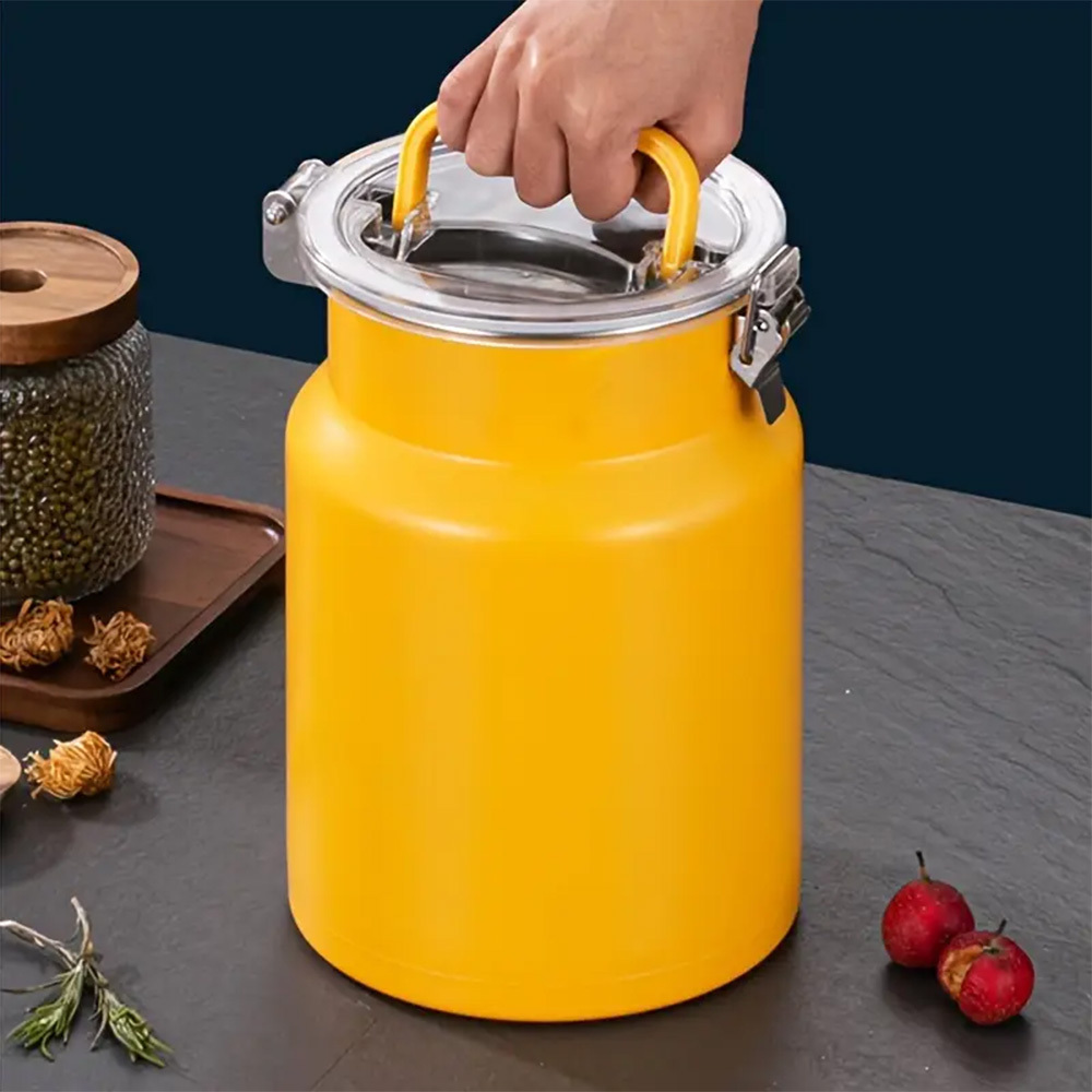 Image of 5l Airtight Food Storage Container, Stainless Steel Canister For Flour, Rice, Coffee, Tea, Cereals, Sugar, Kitchen Pantry Organiser