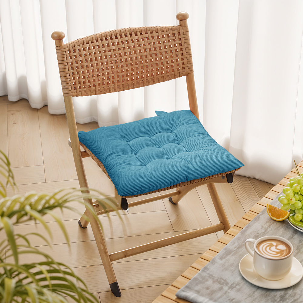 4pcs Light Blue Rectangular Sofa Cushions with Vertical Stripes