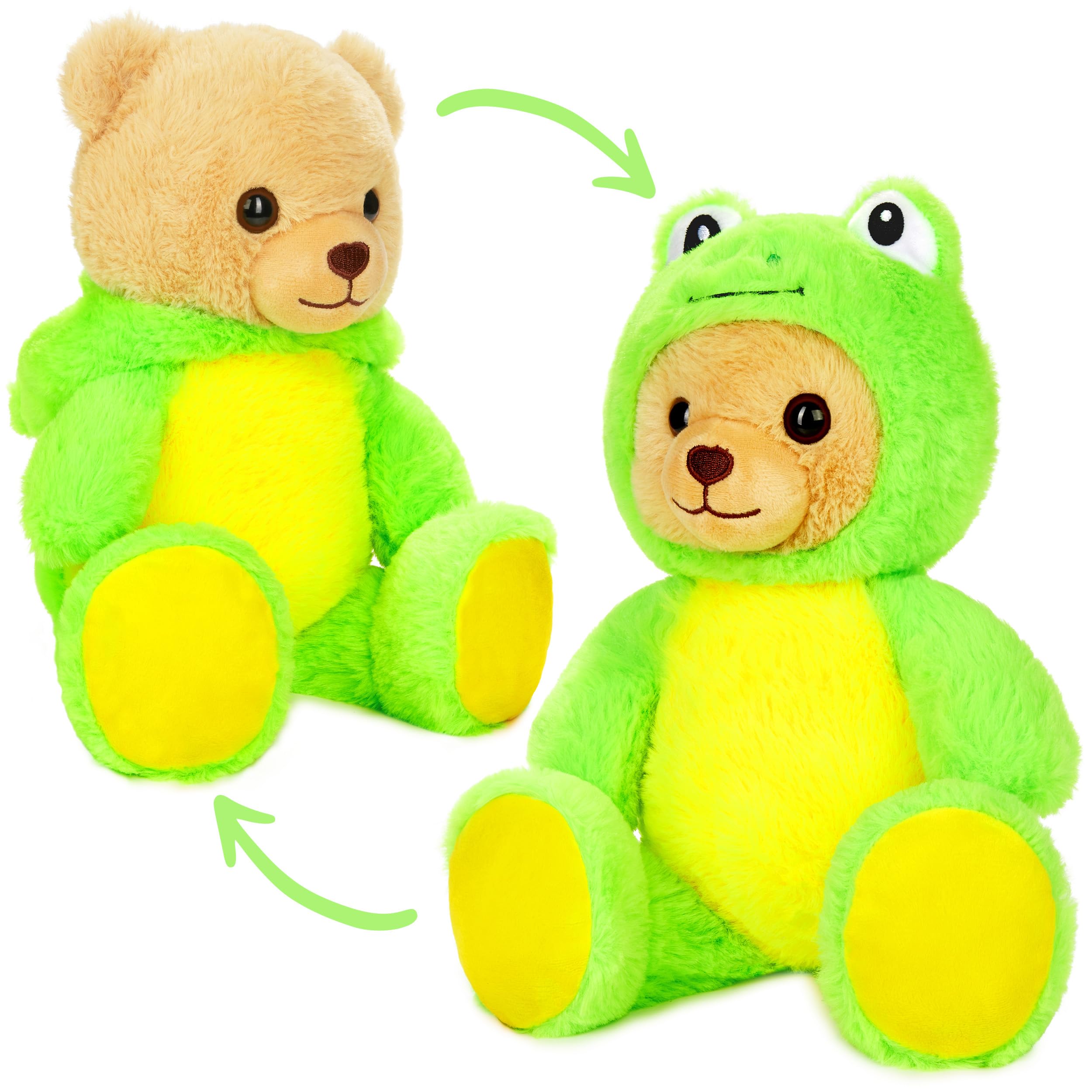 Image of Teddy Frog - 25 Cm Teddy Bear In Frog Costume With Hood - Plush Toy For Cuddly - Gift For Kids