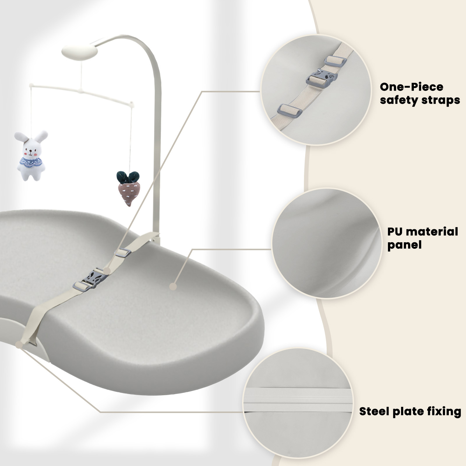 Lunaluke Sanitary Baby Changing Table, Multi Purpose Diaper Station, Washable Care Pad with Detachable Sensory Toys, Portable Childcare Console, Antimicrobial Changing Platform