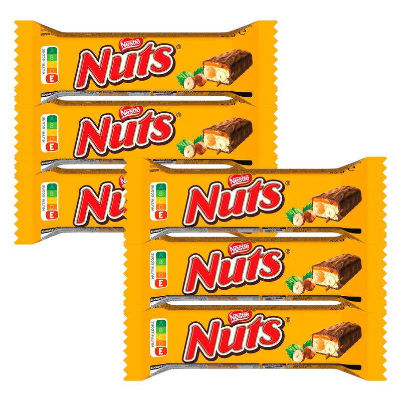 6x Nestlé Nuts Chocolate Bars (6x42g)