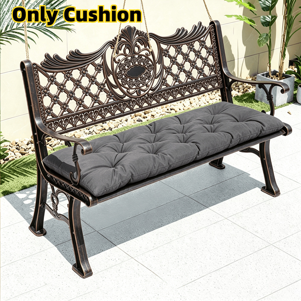 Image of (only Cushion)1pc Outdoor Bench Cushion, 120x50x8cm Thickened Polyester Pp Cotton Seat Pad, Non-slip Long Chair Cushion For Garden Bench, Patio, Porch, Park, Room Sofa Seating Replacement