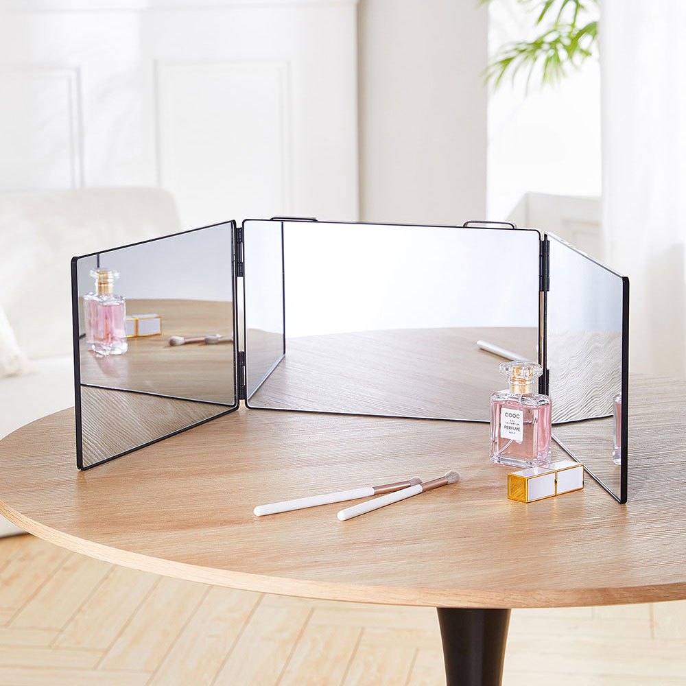 Portable Triple Folding Mirror for Makeup and Grooming