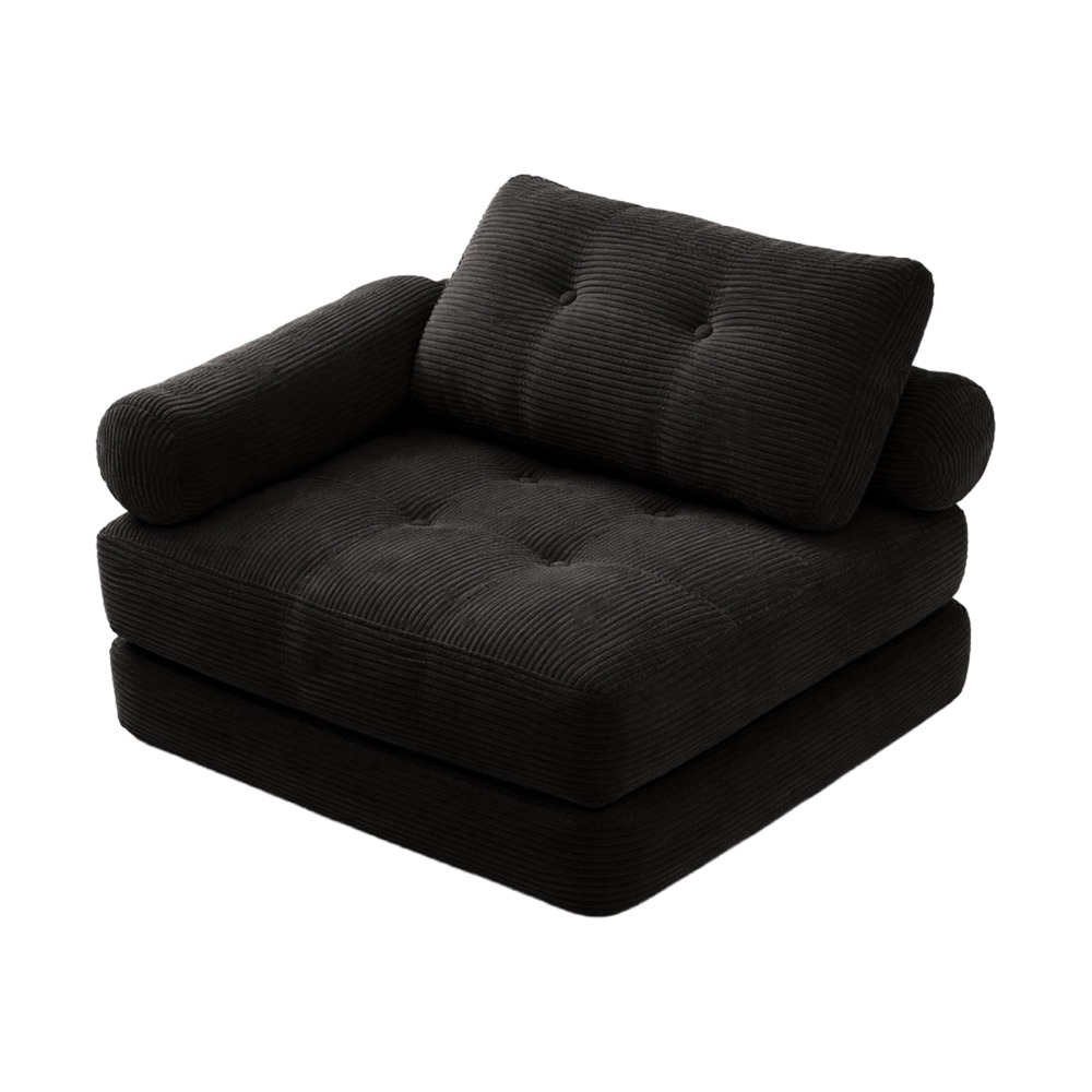4-in-1 Folding Sofa Bed, Foldable Bean Bag With Adjustable Armrests, Boneless Couch As Guest Bed, Gaming Chair & Lounge For Small Spaces (black)