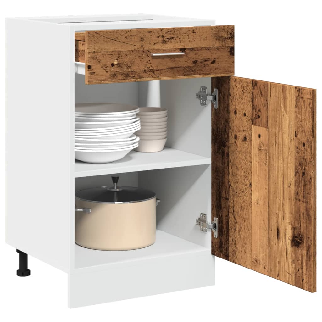 Image of Vidaxl Push-under Cabinet "" -optic 50x46x81.5 Cm Wood, Kitchen Cabinet, Cabinet, Gastro Furniture, Kitchen Furniture, Storage Cabinet