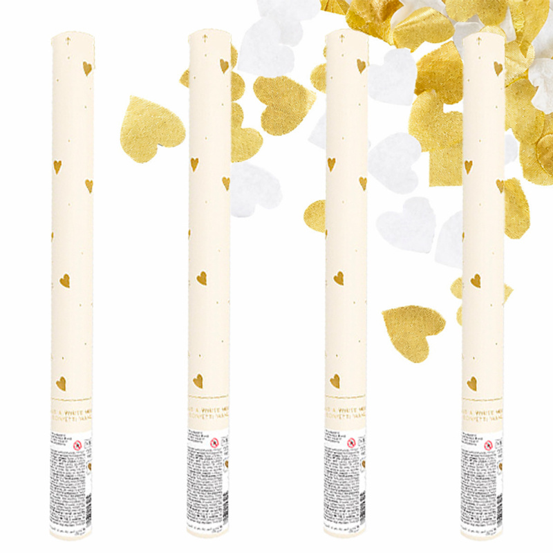 TEMU Lot de 4 Tubes Coeurs et Or Biodégradables 35cm