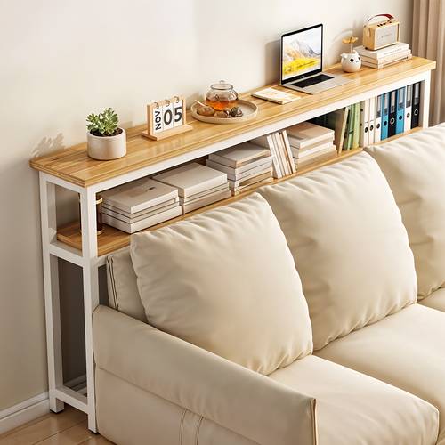 mesa de sofá larga y delgada con patas de metal para espacios pequeños, escritorio de sofá de nivel para pasillo detrás del sofá y pie de cama, mesa de sofá para espacios pequeños, de pie de cama de montaje , 120*20*100cm
