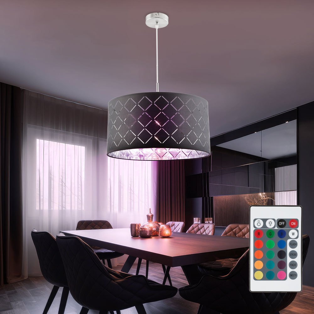 Living Room Bedroom Textile Remote Control Lamp Dimmable Gray Including Led Rgb Bulb