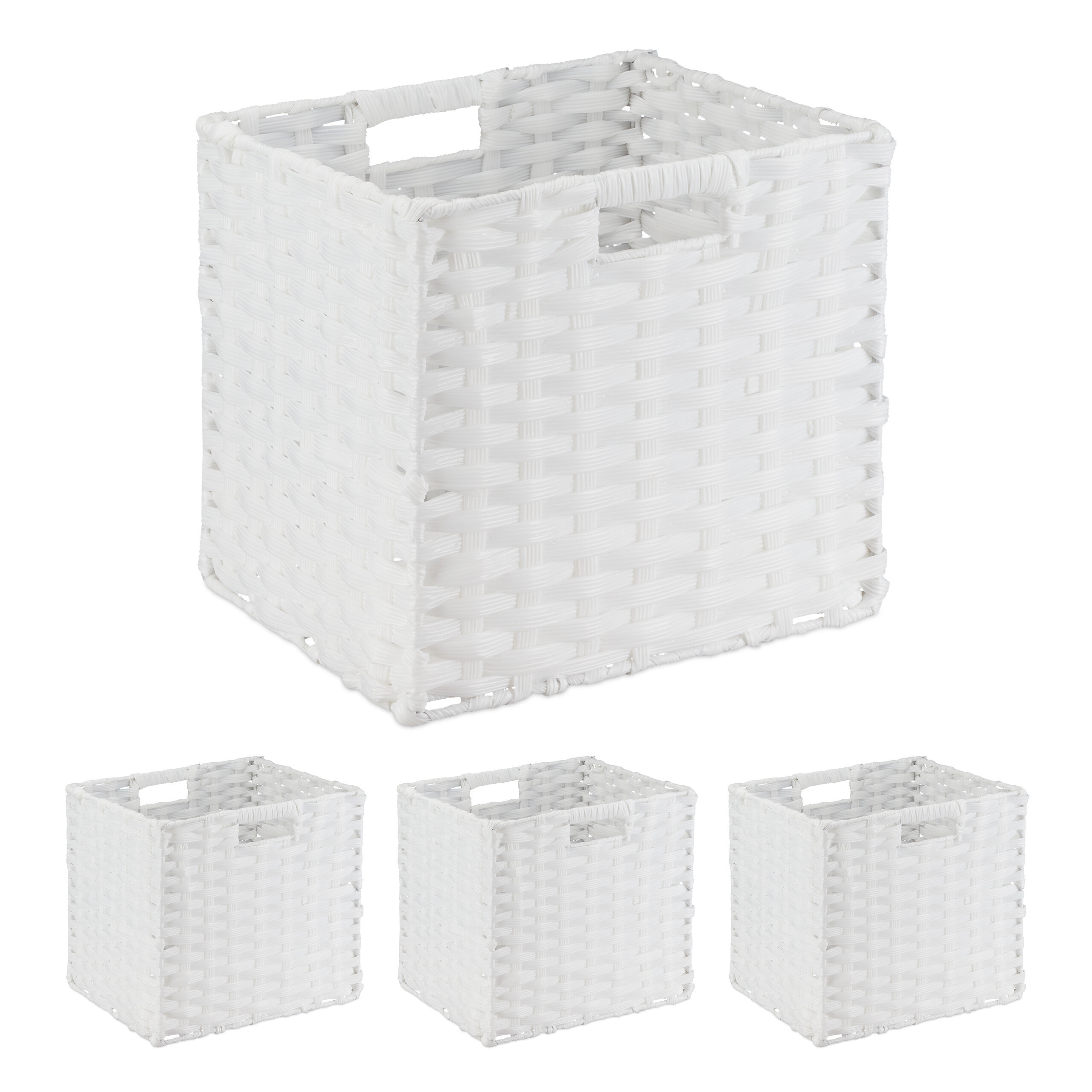 4 X Storage Basket In White - (w)32 X (h)31 X (d)30 Cm