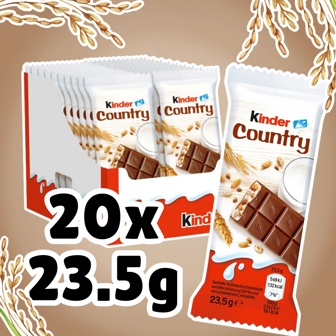 Image of Ferrero Kinder Country – 20-pack (20×23.5 G) Milk Chocolate With Puffed Cereal