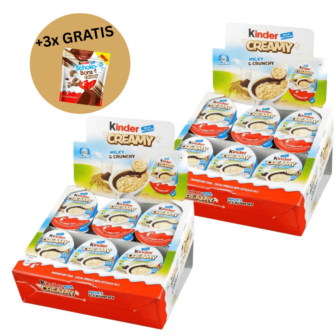 E-shop 48x Kinder Creamy 19g + 3x gratis SchokoBons Crispy 67g / Leckere Schokolade zum Auslöffeln / Kinder Schokolade / Ideales Bundle zum Verschenken