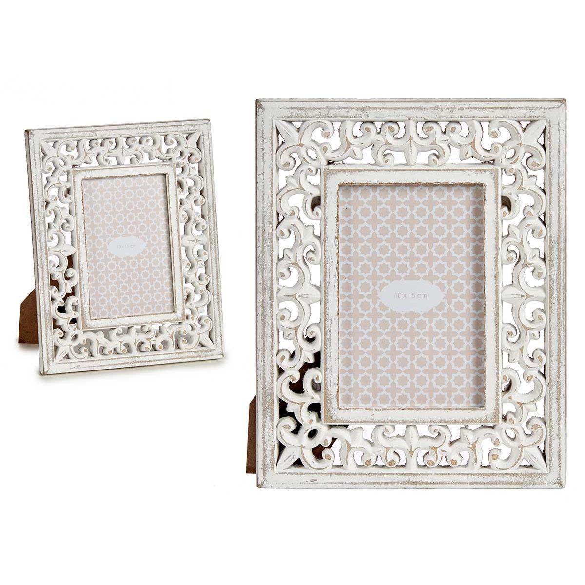 Image of Factory Wooden Openwork Photo Frame, White, 10x15 Cm