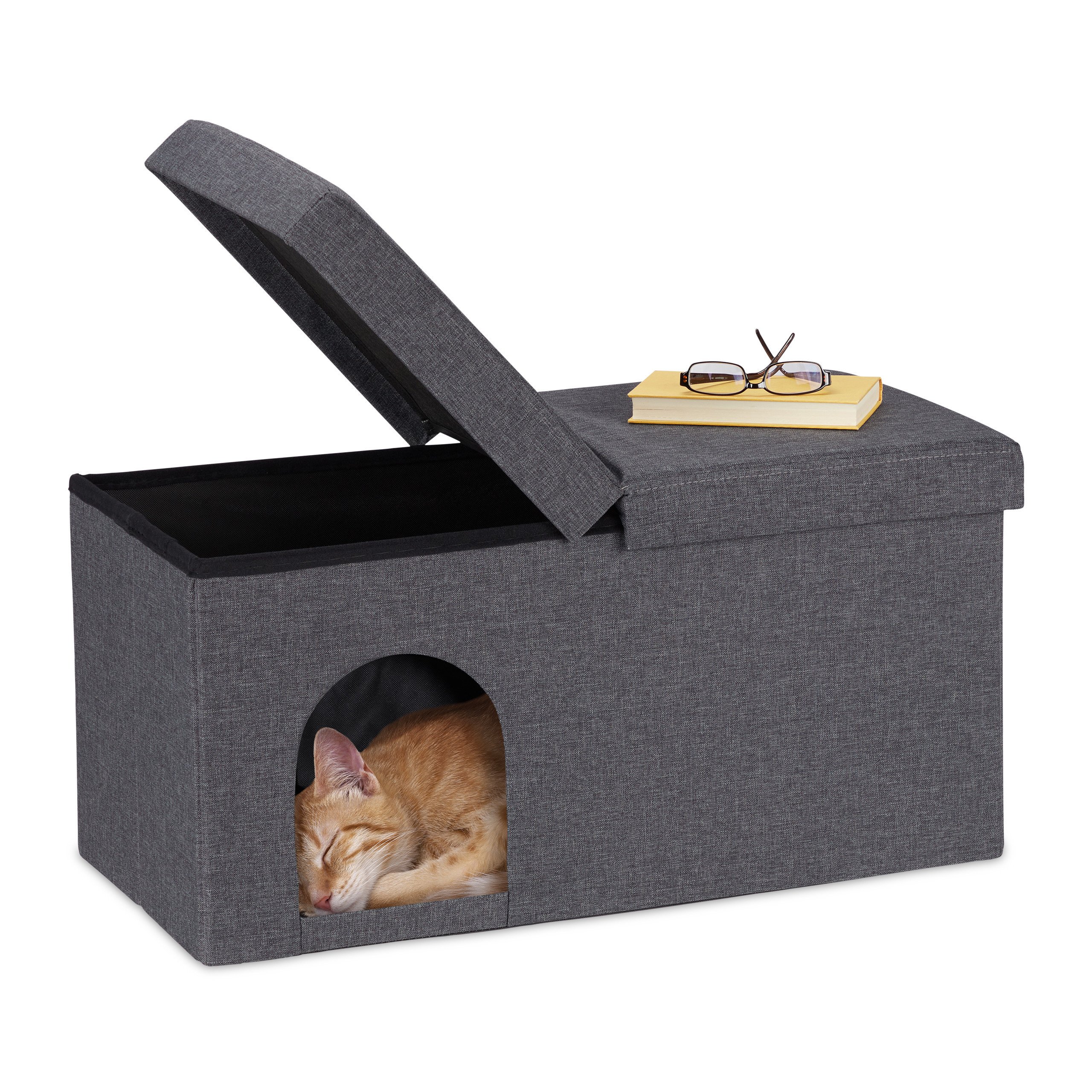 Gray Cat Cave - (w)74.5 X (h)38.5 X (d)37 Cm
