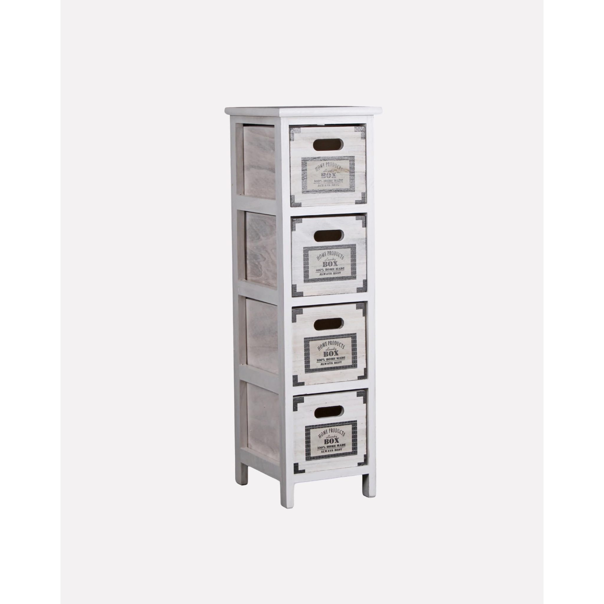 Cassettiera in Legno di Paulonia Opaca 4 Cassetti, Mobiletto Salvaspazio Design Minimal con a per Camera Bagno e…: retailer-supplied image
