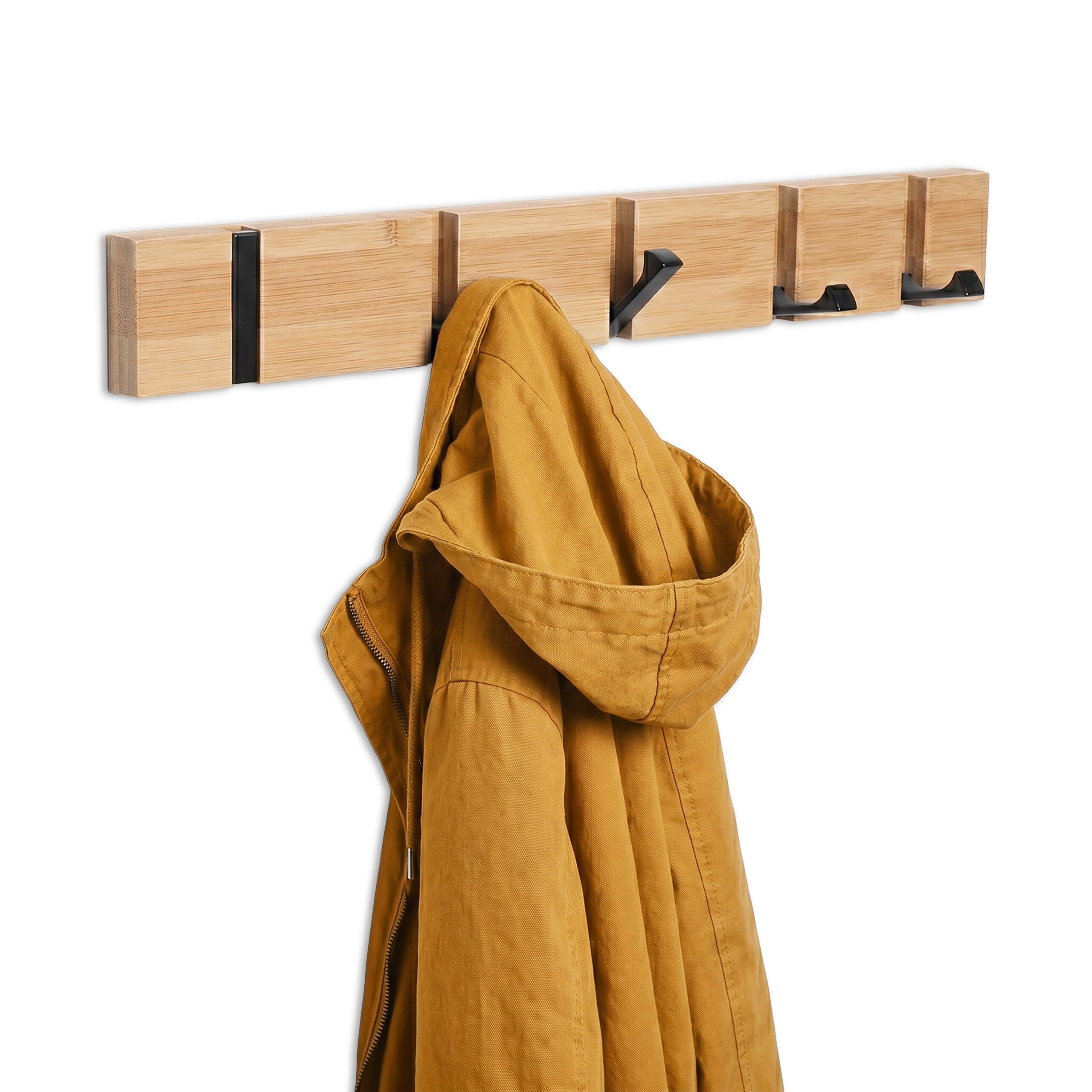Coat Rack Rail In Natural/black - (w)50 X (h)5 X (d)1.5 Cm