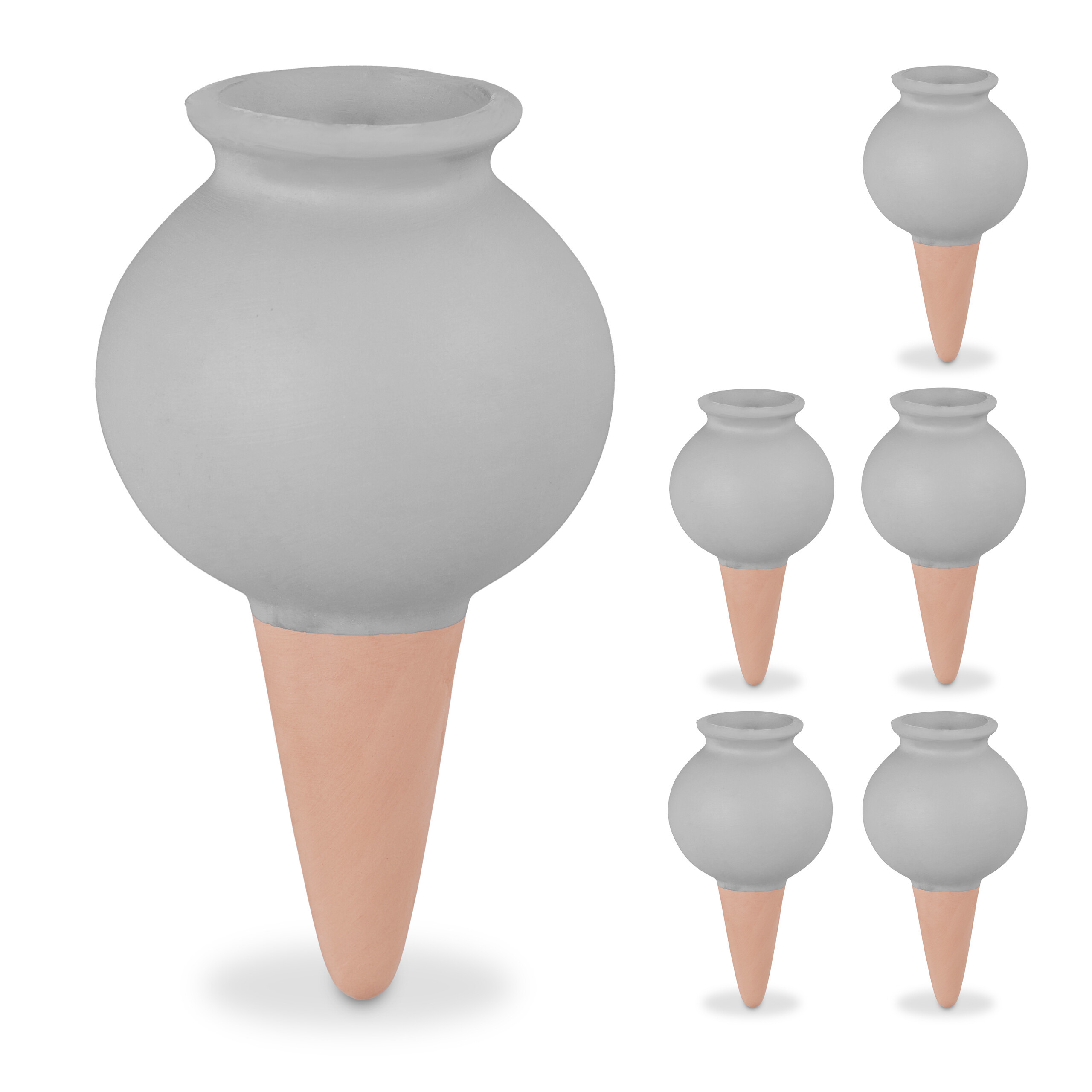 E-shop 6 x Tonspitzen in Terrakotta/ Grau