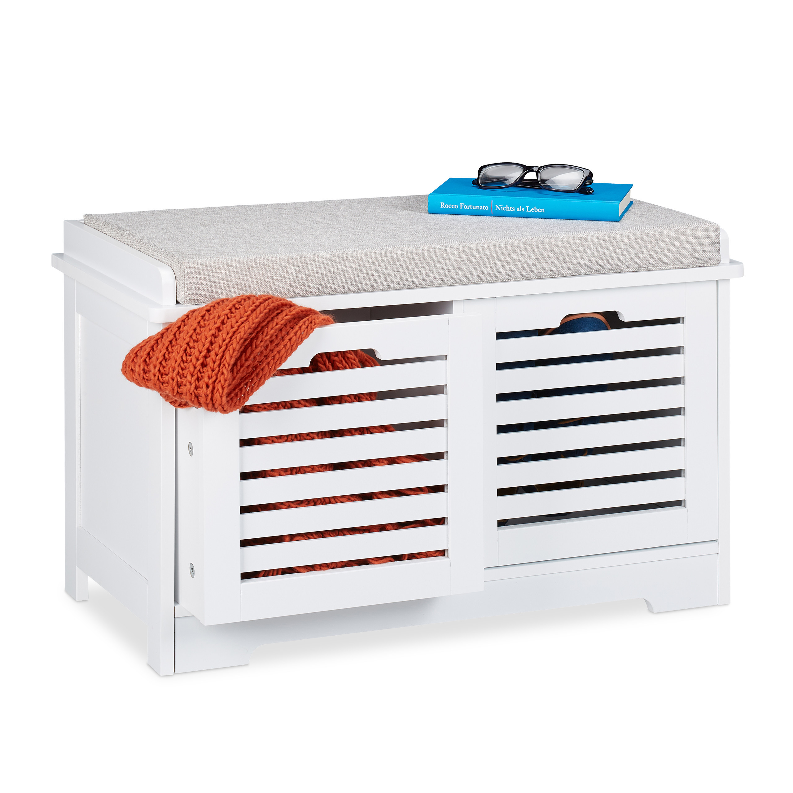 Bench In White - (w)72 X (h)44 X (d)35 Cm
