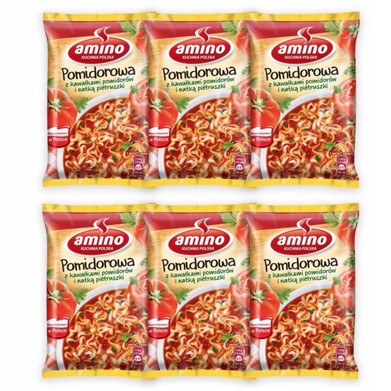 Amino Instant Tomato Soup With Tomato Pieces And Parsley 61 G X 6 Pieces