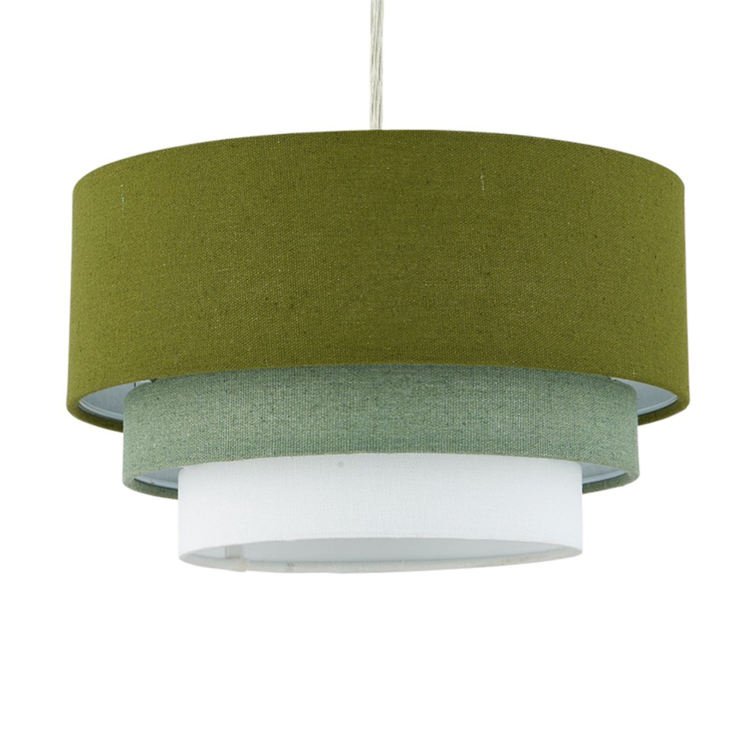 Gabi Sage Green Ombre Linen 3 Tier Ceiling Light Shade: retailer-supplied image
