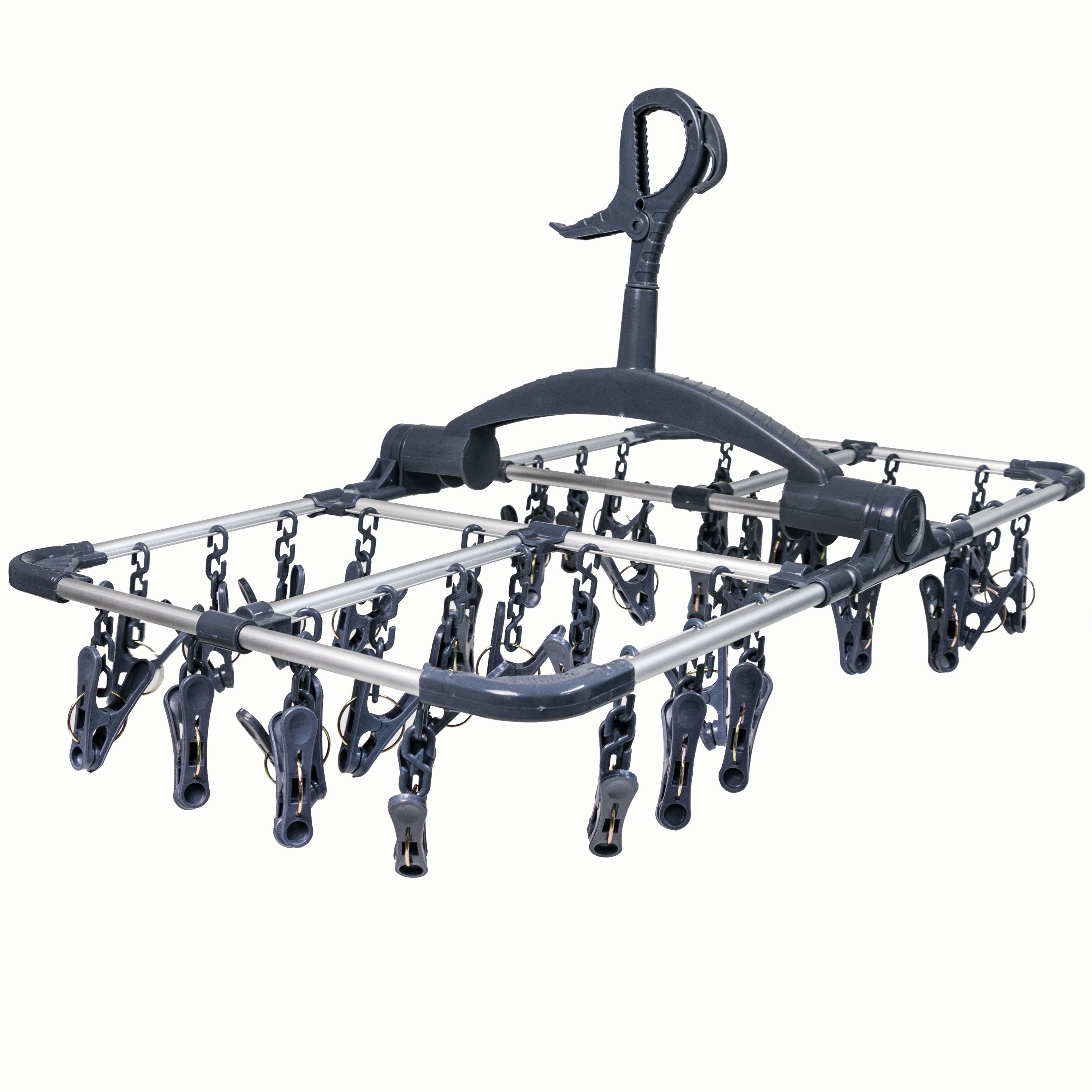 Image of Clothes Drying Rack Aluminum 59x33cm Foldable With 36 Clothes Clips | Wind-protected Large Hanging Hook Drying Rack Sock Drying Rack For Hanging Laundry Stand Laundry Ideal For Camping
