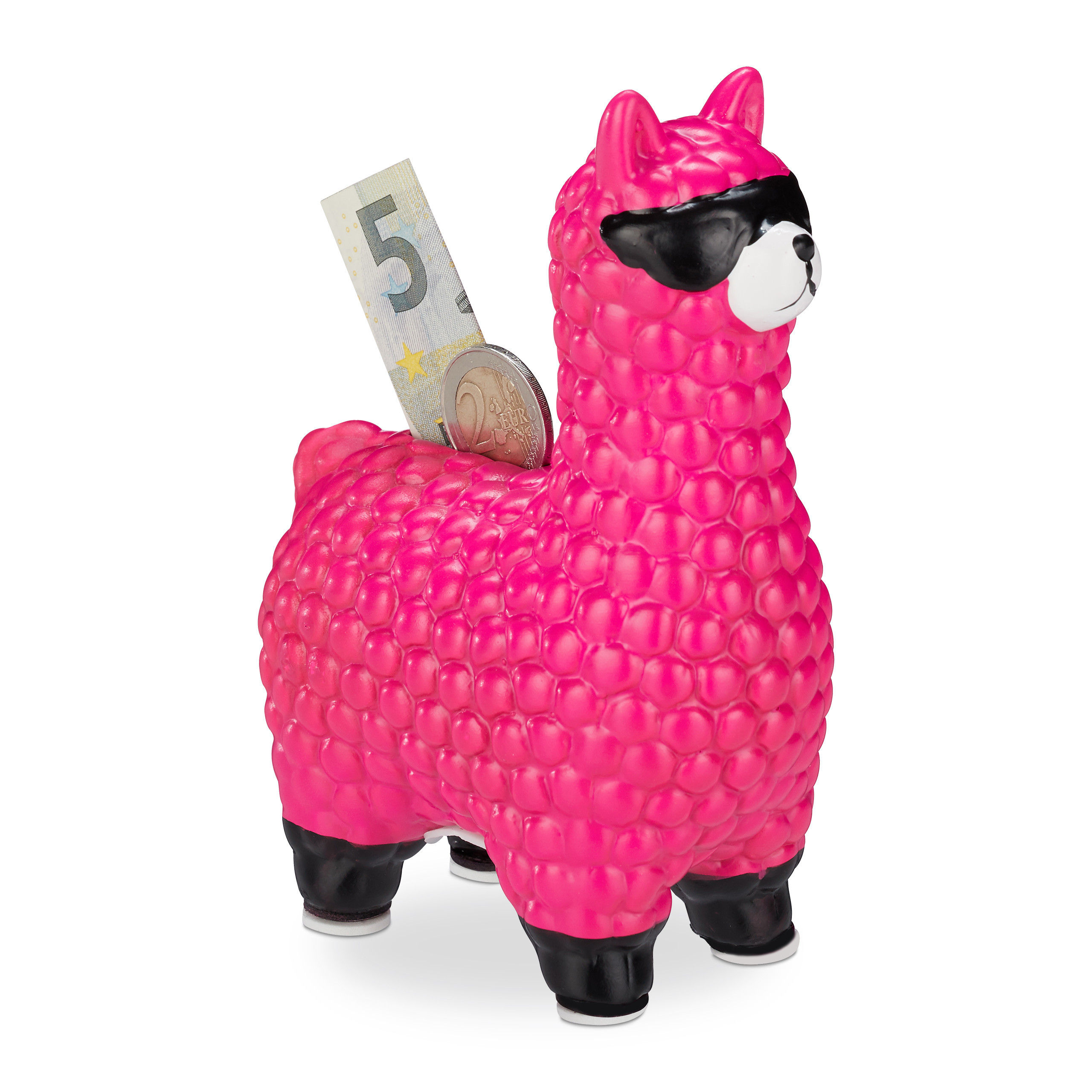 Image of Llama With Sunglasses, Ceramic, 15.5 X 11 X 6 Cm, Pink, 230 G, Rubber Stopper, Anti-slip Pads, For Children's Room, Living Room And Money Gifts, , Savings Box, Decorative Figure, Relaxdays