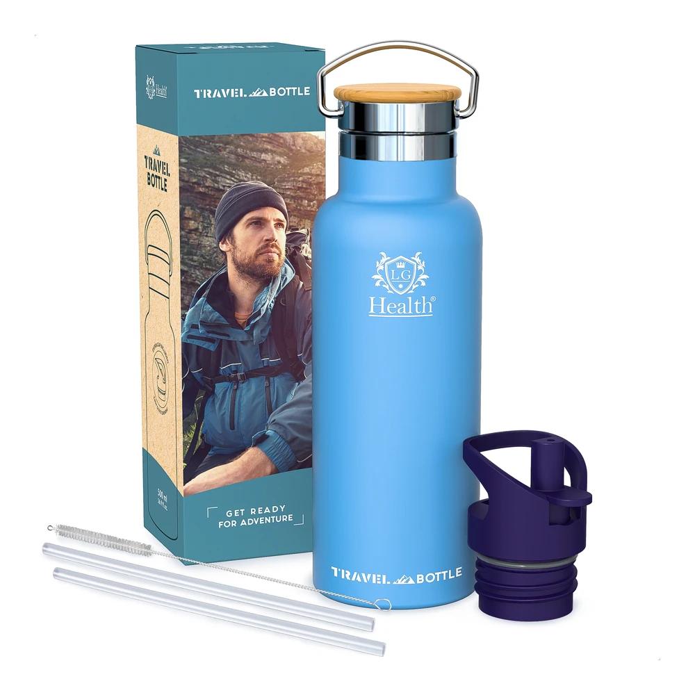 TEMU LG Luxury & Grace Botella de Agua Acero Inoxidable 500 ml. Cantimplora de Metal con de Neopreno. Botella Térmica para Bebidas Frías y Calientes