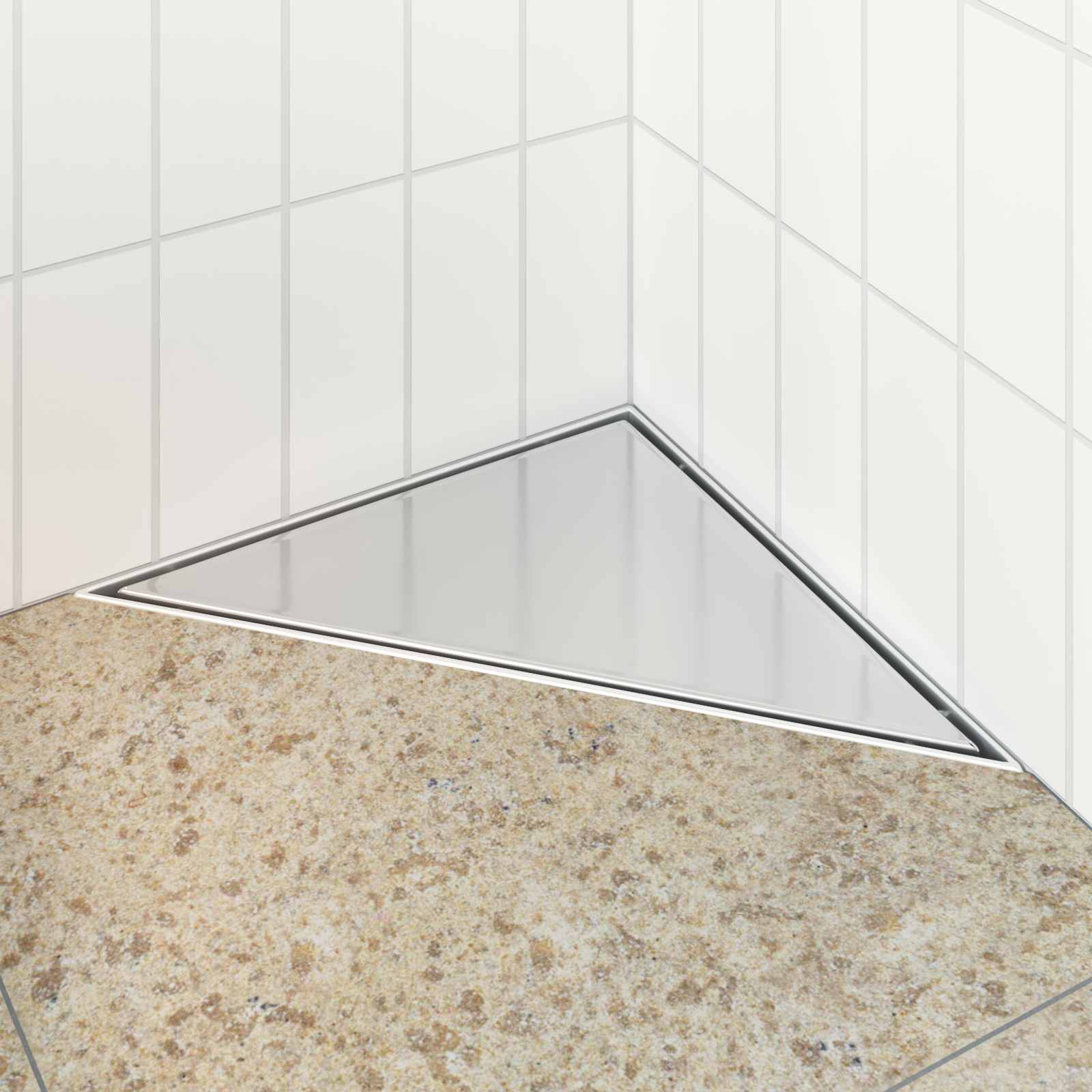 Image of Vidaxl 2 In 1 Triangle Shower Drain X 25 Cm Stainless Steel 304, Bathroom, Triangular, With Colorful Accents For An Elegant And Space