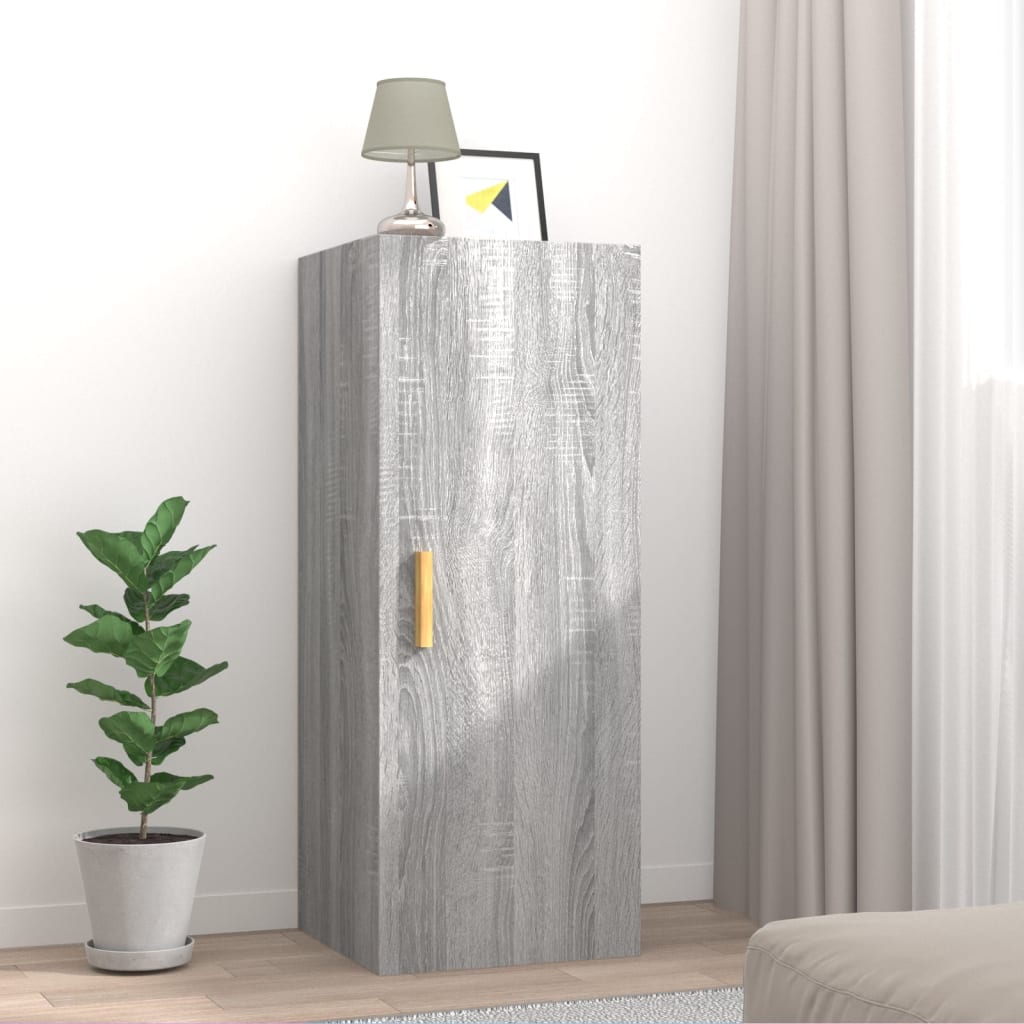 Vidaxl Wall Cabinet Hanging Storage Living Room Bookshelf Cabinet Storage Cabinet Gray 34.5x34x90cm Wood Material