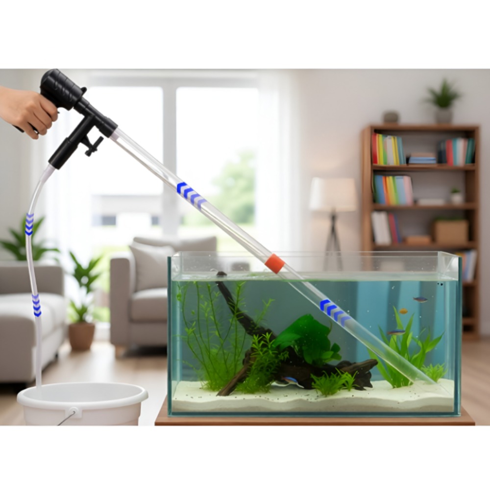 TEMU Fish Tank Cleaner With Air Valve Button, Sand Washing Suction Toilet, Easy To Start Siphon, Designed For Changing Water And Cleaning Bottom Sand