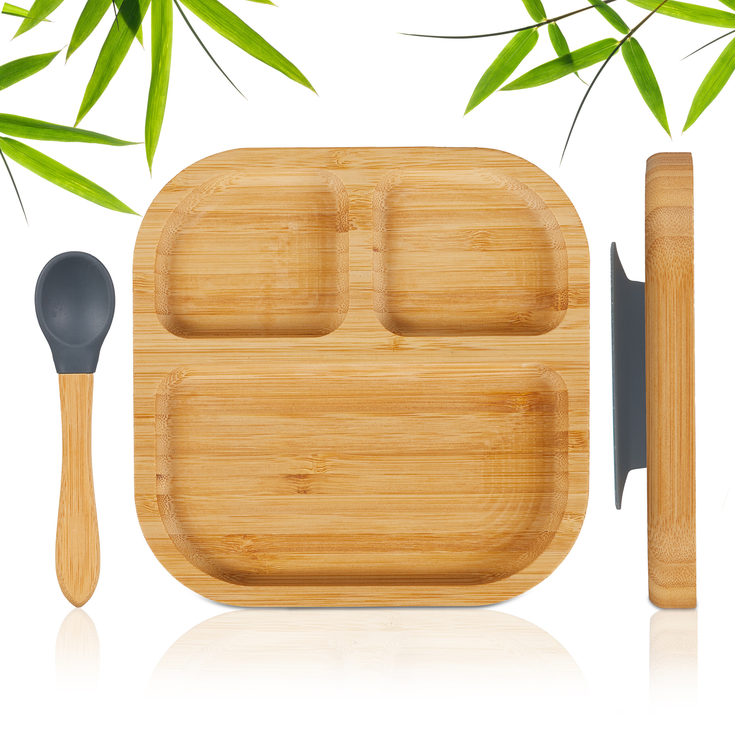 Children's Plate In Natural/gray