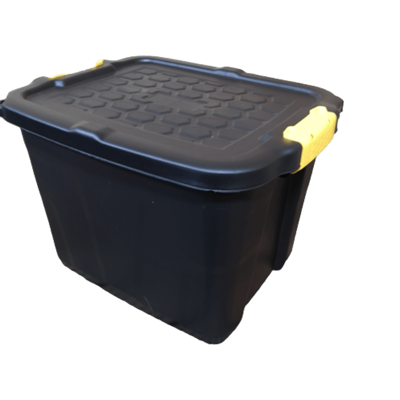 TEMU 42l Heavy Duty Storage Tub Sturdy, Lockable, Stackable And Nestable Design Storage Chest With Clips In Black