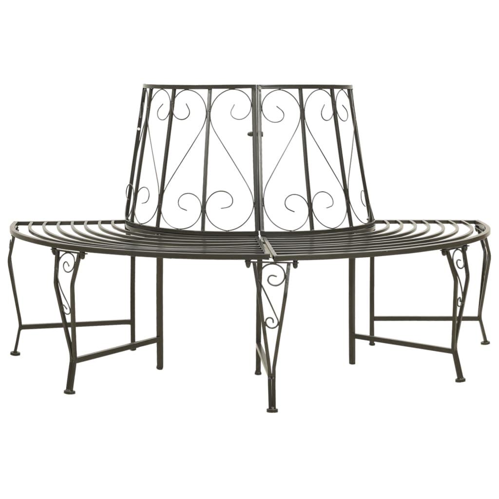 Image of Vidaxl Garden Tree Bench Semi-circular Weather-resistant Garden Bench Garden Furniture Bench Seat Park Bench Metal Bench Patio Bench 160cm Steel