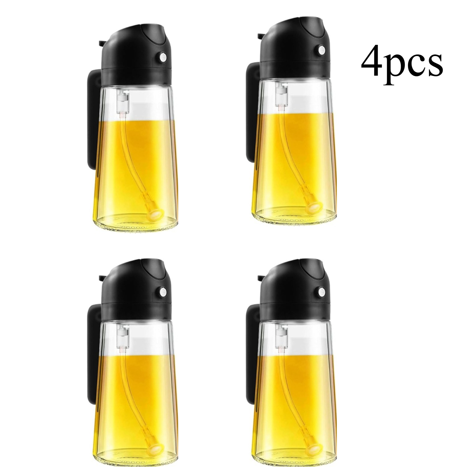 E-shop 4 Sprühflaschen aus Glas, Sprühflasche für Kochzwecke 470 ml Glasflasche (schwarz)