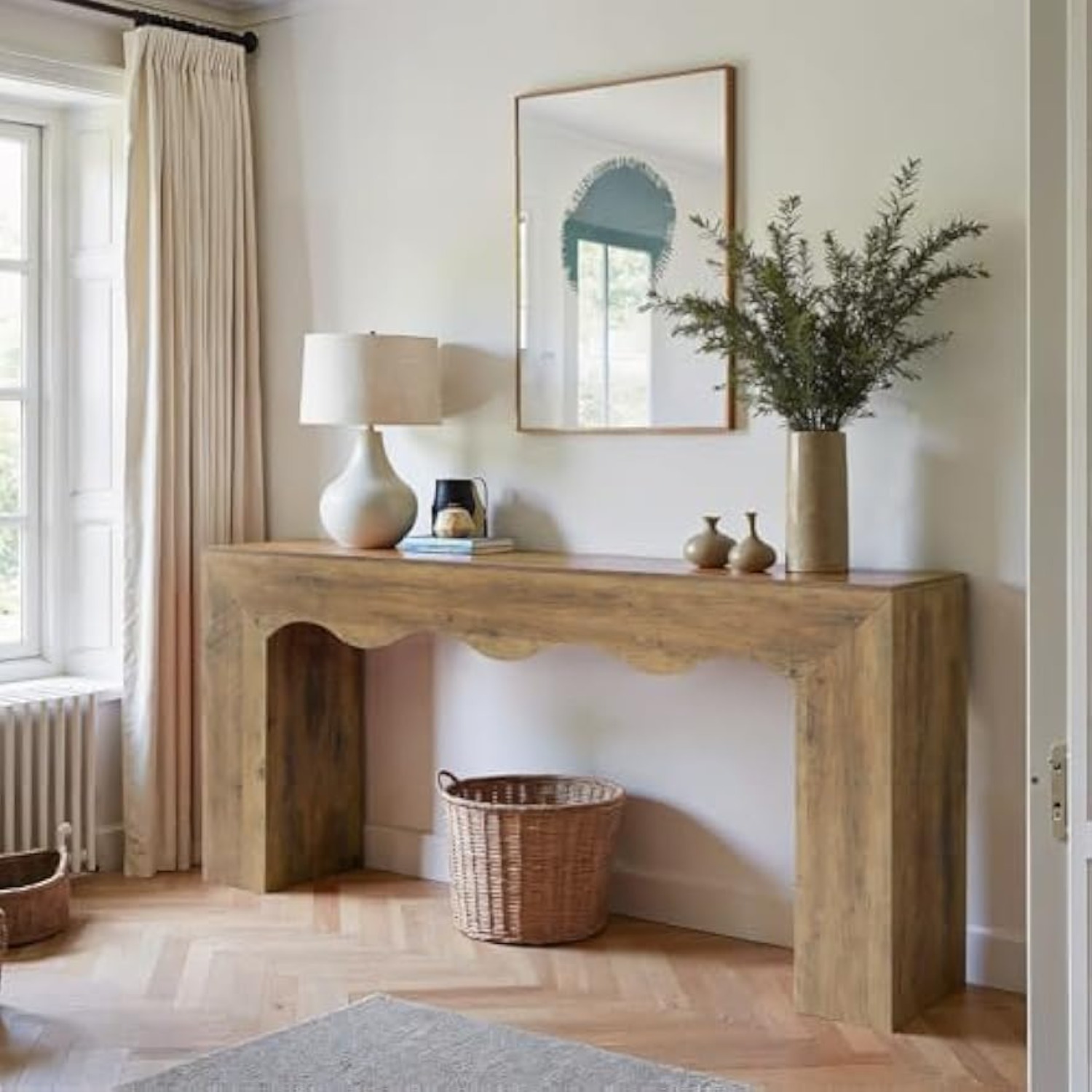 63" Farmhouse Console Table, Wooden Couch Table Behind Sofa