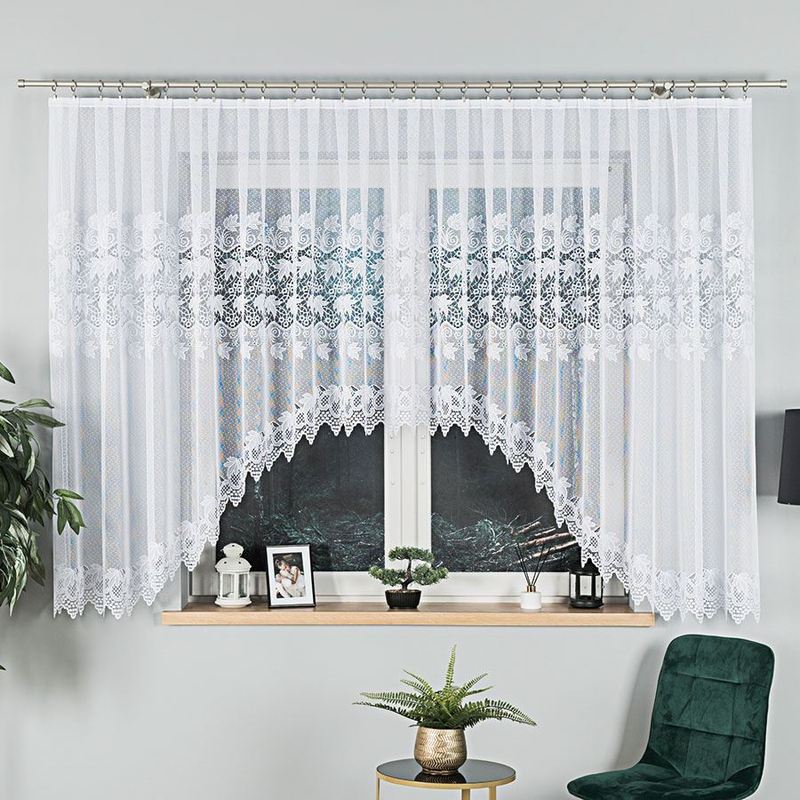Elżbieta - Jacquard Curtain With Hem At - 530x160 Cm - White