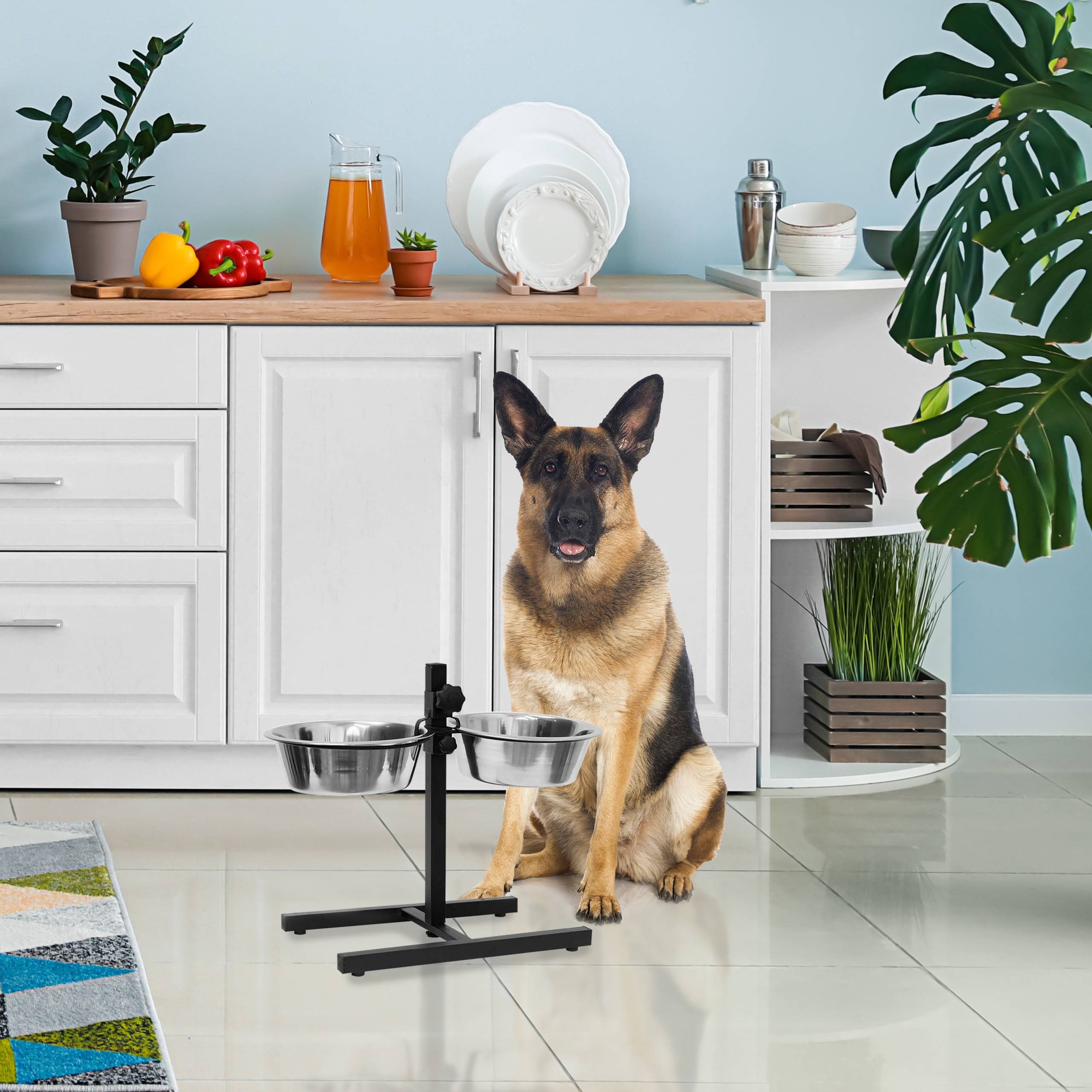 Silver Dog Feeding Station with 2x 2.2L Bowls
