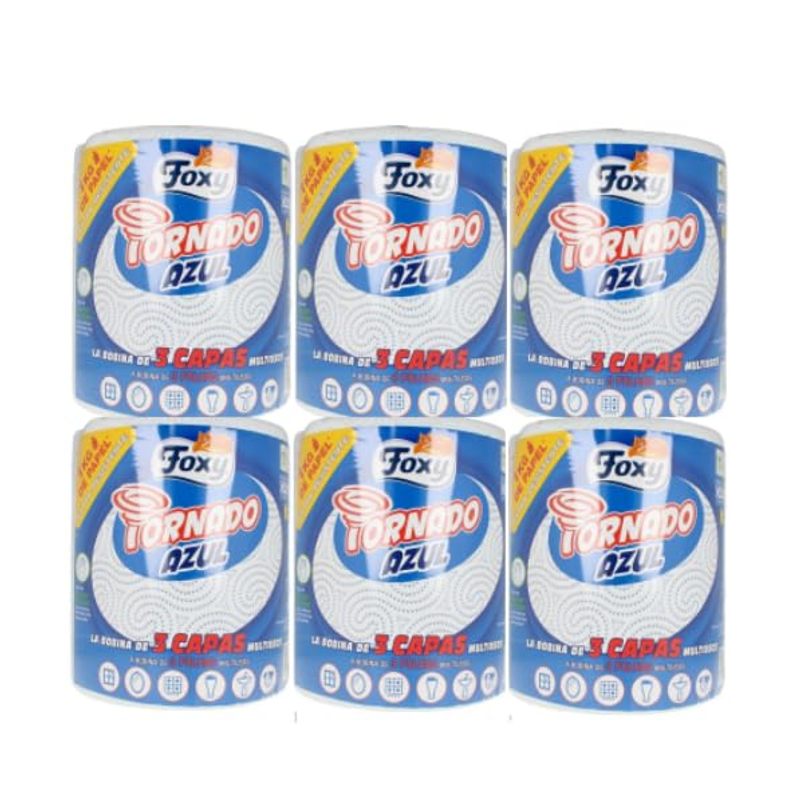 TEMU Papier polyvalent Foxy Tornado Bleu, 1 kg par rouleau, 340 feuilles par rouleau, - 6 rouleaux