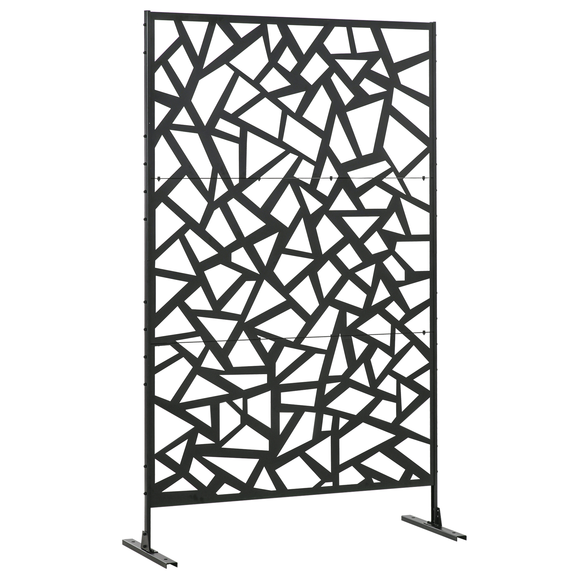   panneau   balcon décoratif extérieur à motif géométrique   en acier 122 x 45 x 198 cm noir